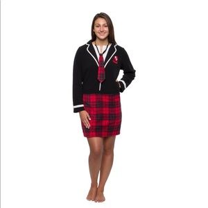 School Girl Uniform Pajama Dress -Slim Fit One Piece Novelty Nerd Costume Romper